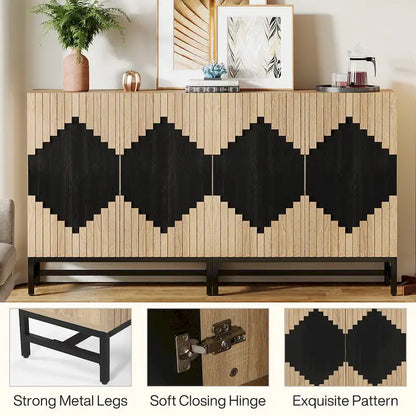 Sideboard Buffet Cabinet with 4 Doors and Adjustable Shelves