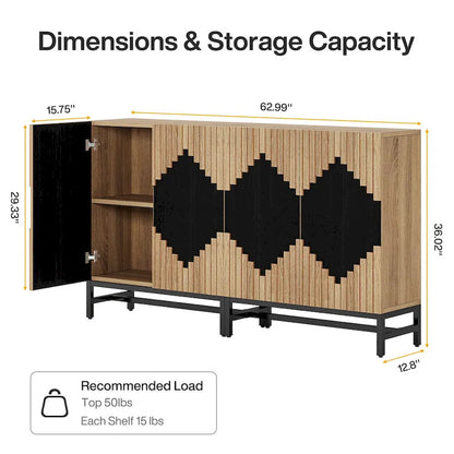 Sideboard Buffet Cabinet with 4 Doors and Adjustable Shelves