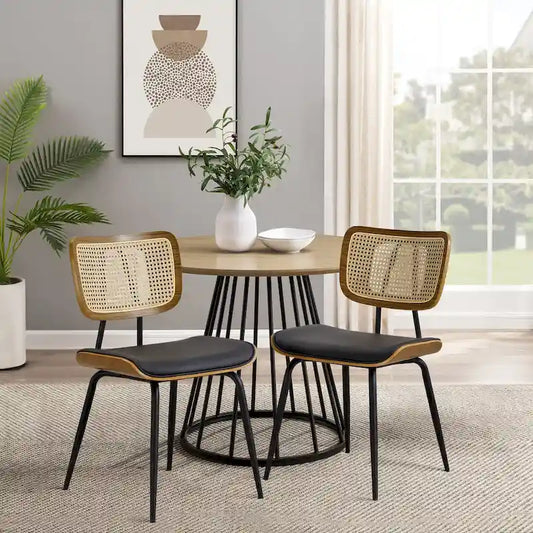 Faux Leather Upholstered Dining Chairs Set of 2/4 - 33.5  H x 17.5  W x 23  D