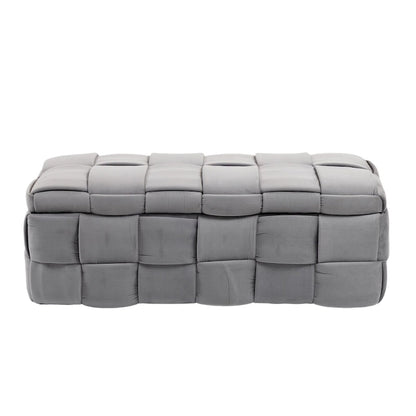 Velvet Upholstered Storage Ottoman Bench with Safety Hinge for Living Room,Bedroom