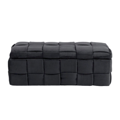 Velvet Upholstered Storage Ottoman Bench with Safety Hinge for Living Room,Bedroom