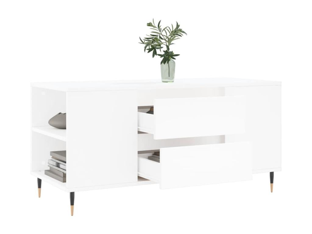 White Engineered Wood Coffee Table, 102 x 44.5 x 50 cm