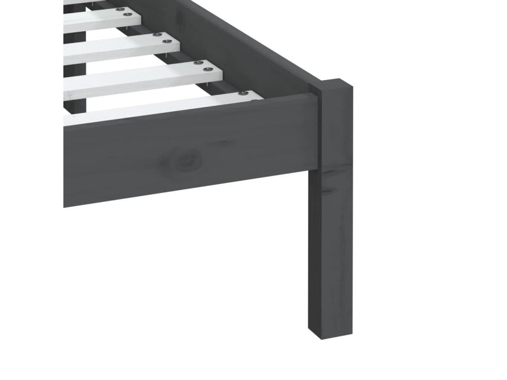 Gray Pine Wood Bed Frame, 200 x 200 cm