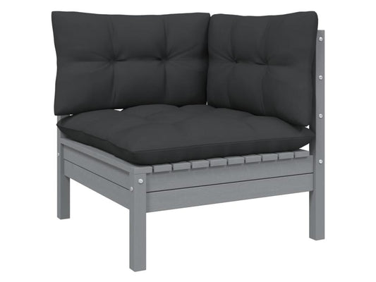 Gray Pine Wood Outdoor Furniture Set