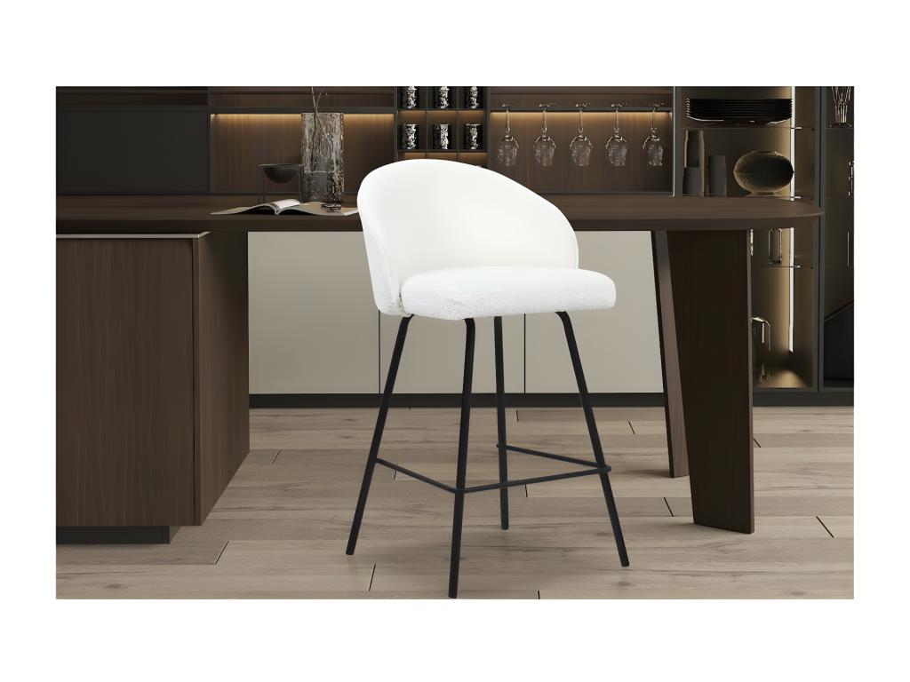 White Boucle Fabric Chair