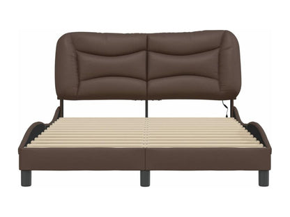 Brown Faux Leather Bed Frame, 140 x 200 cm