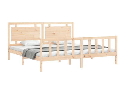 Natural Solid Wood Bed Frame, 200 x 200 cm
