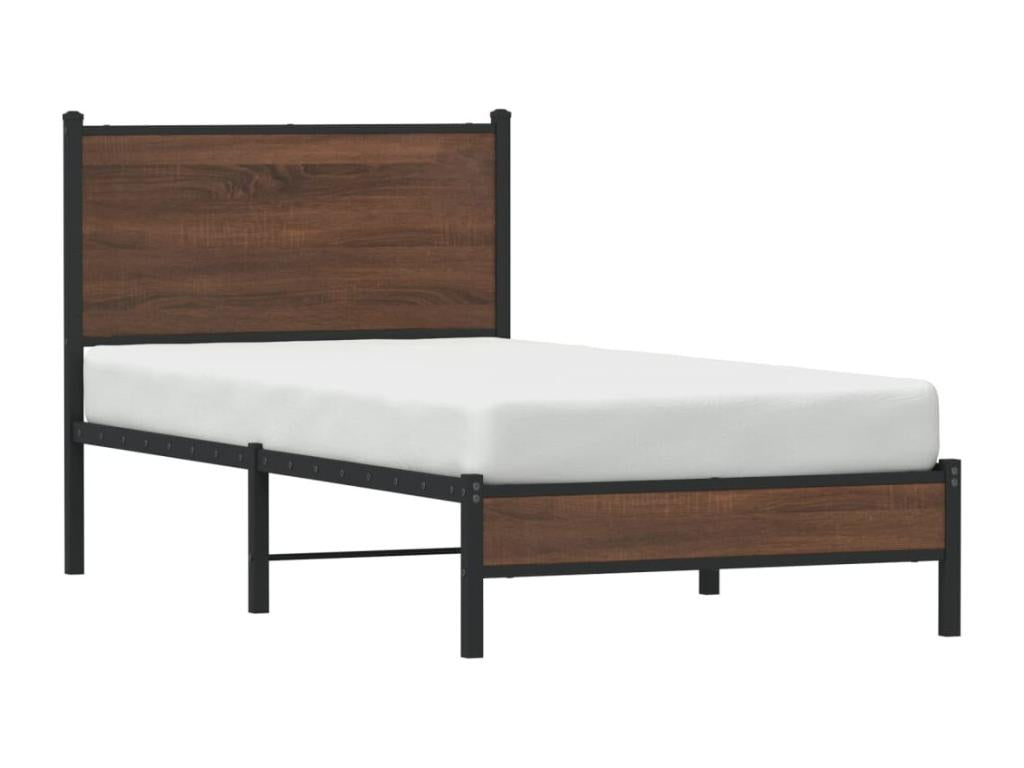 Brown Oak Wood Bed Frame, 90 x 190 cm - dlz1766457033950