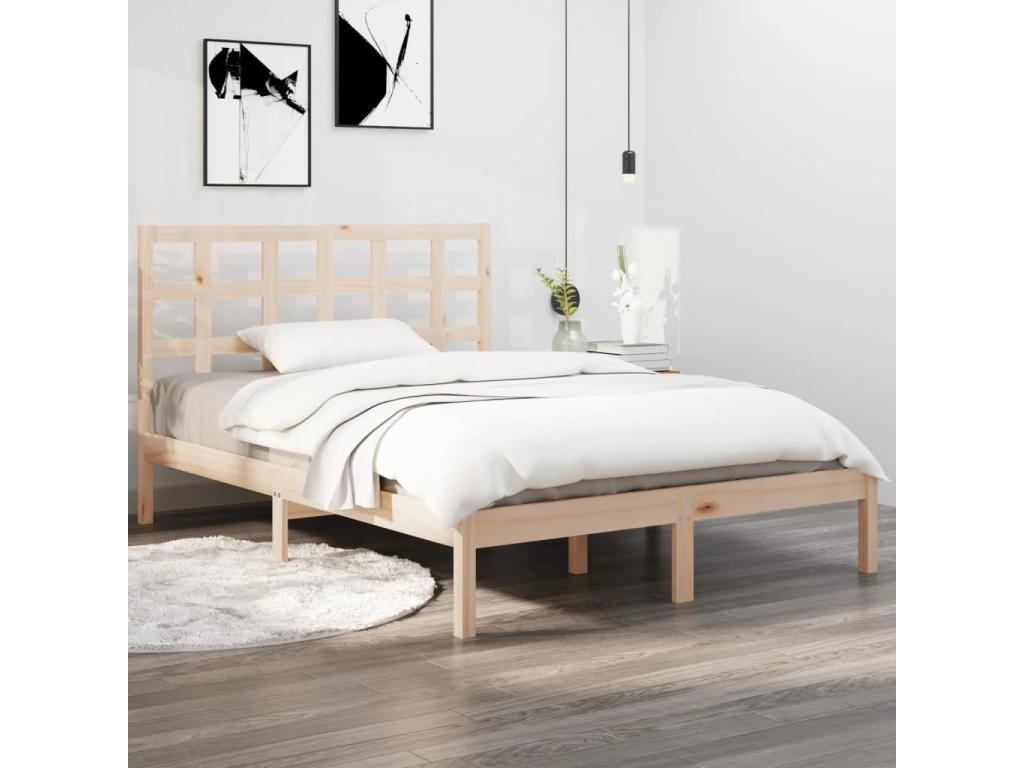 Brown Solid Wood Bed Frame, 160 x 200 cm