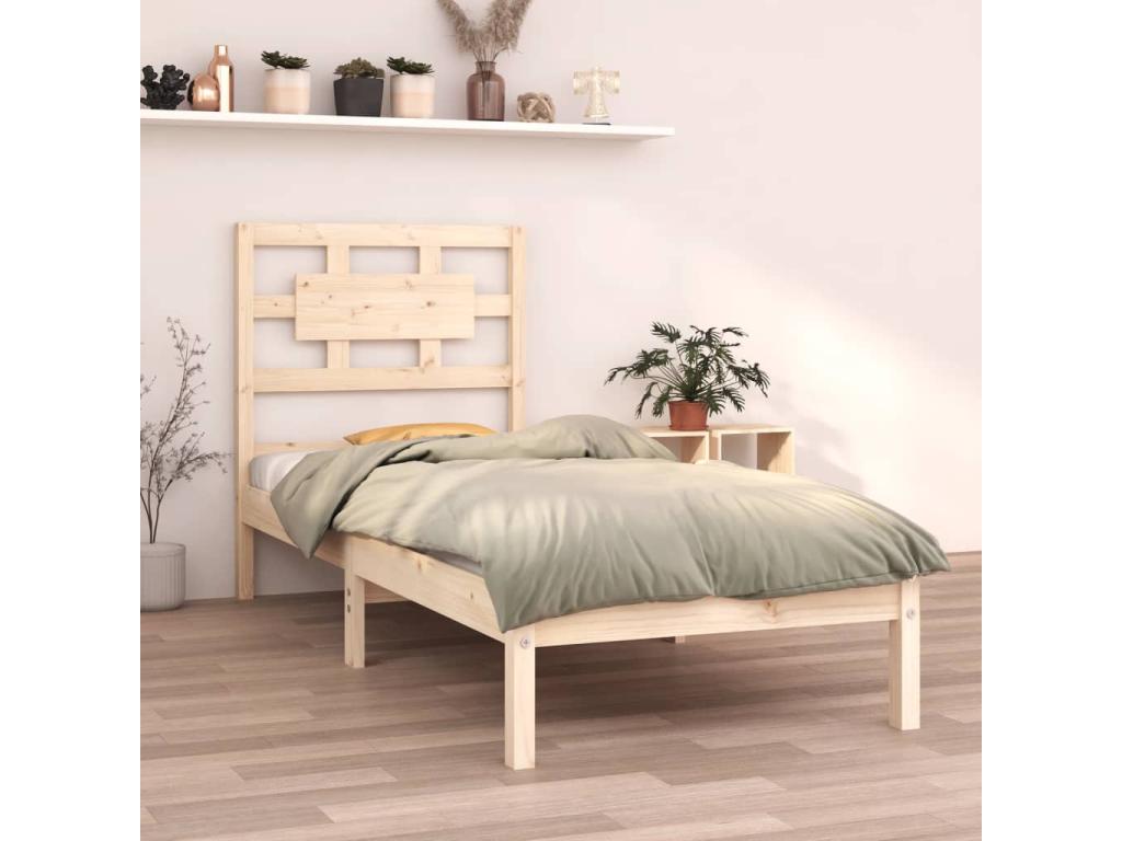 Brown Solid Wood Bed Frame, 75 x 190 cm