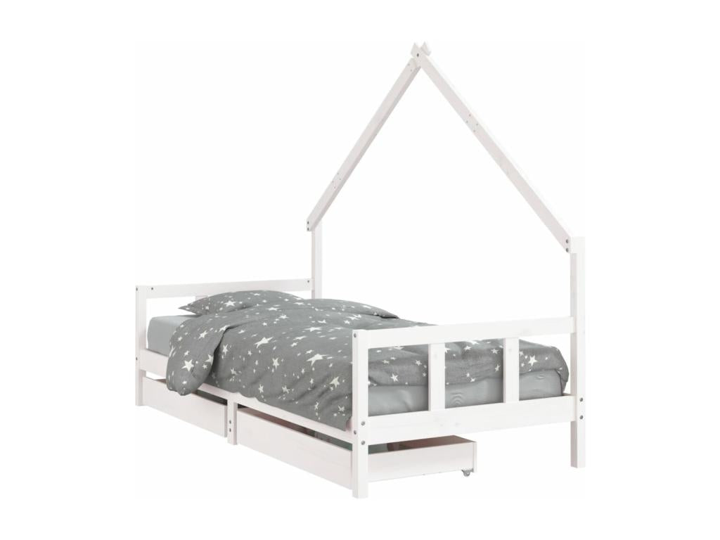 White Pine Wood Kids Bed Frame, 90 x 200 cm