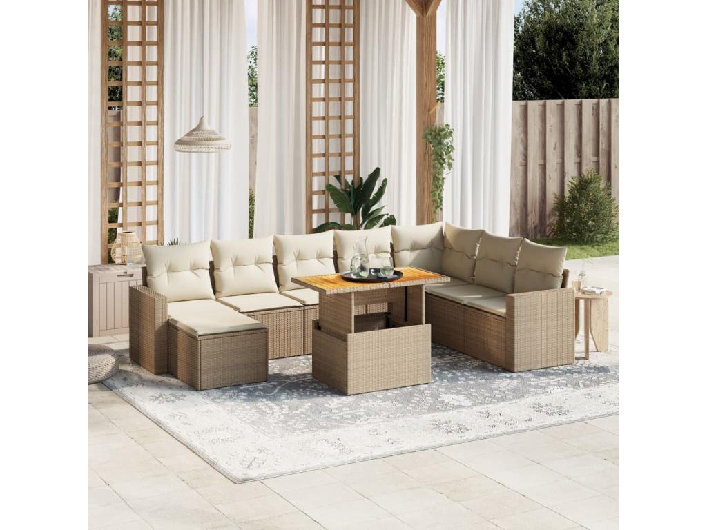 Beige Woven Resin Wicker Outdoor Furniture Set - dlz1766456673027