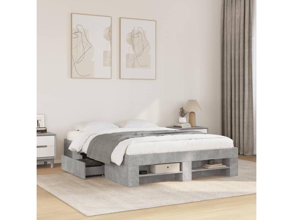 Gray Bed Frame, 140 x 200 cm