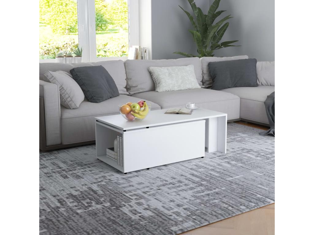 White Engineered Wood Coffee Table, 150 x 50 x 35 cm