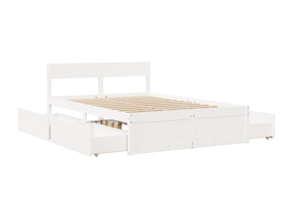 White Pine Wood Bed Frame, 135 x 190 cm