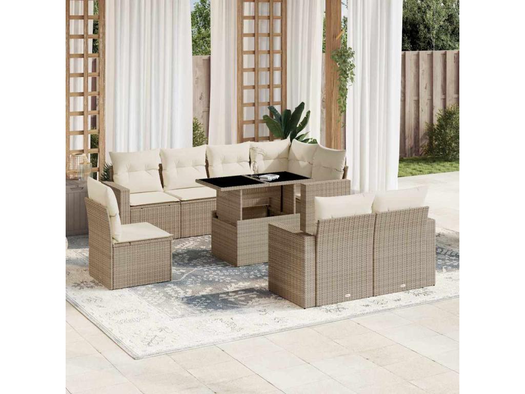 Beige Woven Resin Wicker Outdoor Furniture Set - dlz1766457148403