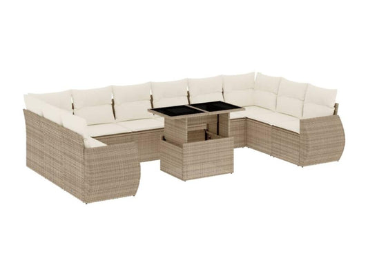 Beige Woven Resin Wicker Outdoor Furniture Set