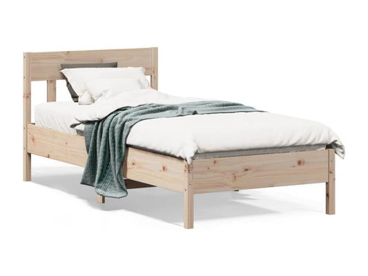 Natural Pine Wood Bed Frame, 90 x 190 cm
