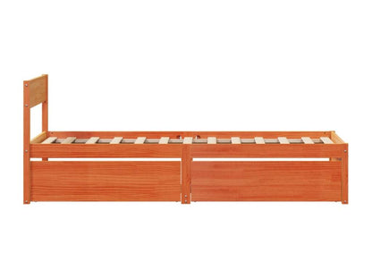 Brown Pine Wood Bed Frame, 90 x 190 cm