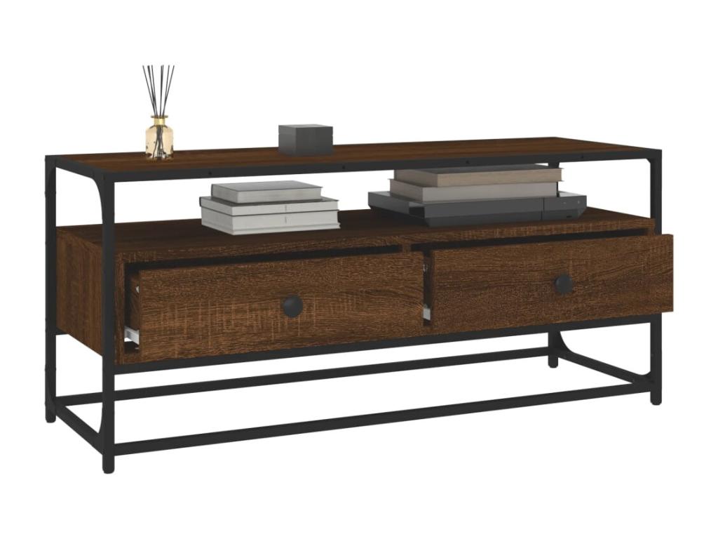 Brown Engineered Wood TV Stand, 100 x 35 x 45 cm