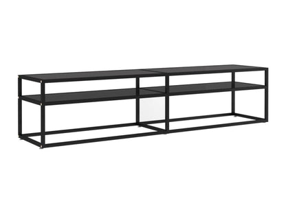 Black Glass TV Stand, 180 x 40 x 40.5 cm
