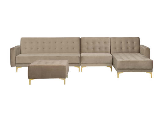 Beige Velvet Ottoman