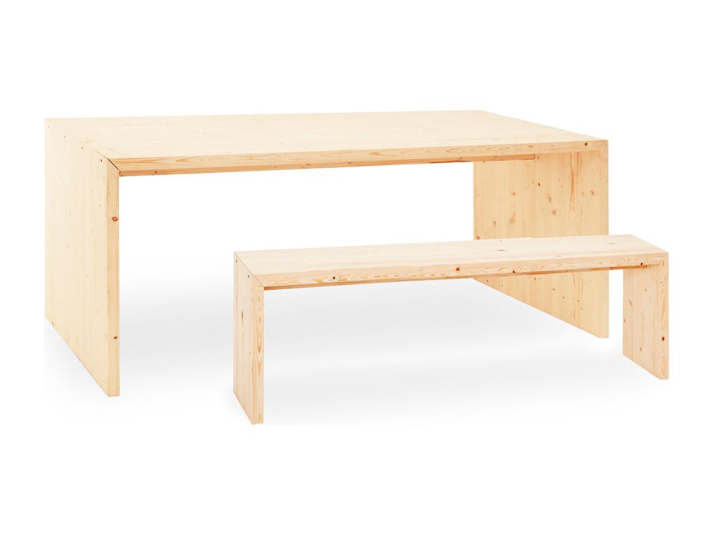 Beige Pine Wood Dining Table, 200 x 75 cm