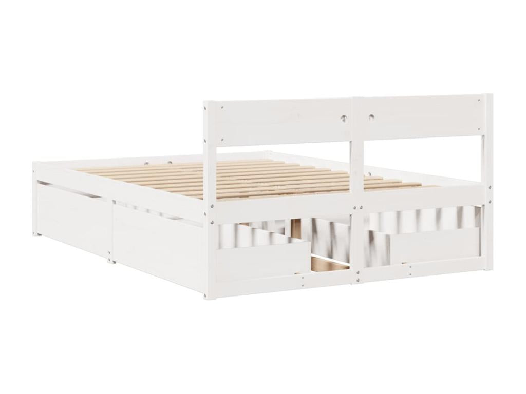 White Pine Wood Bed Frame, 135 x 190 cm