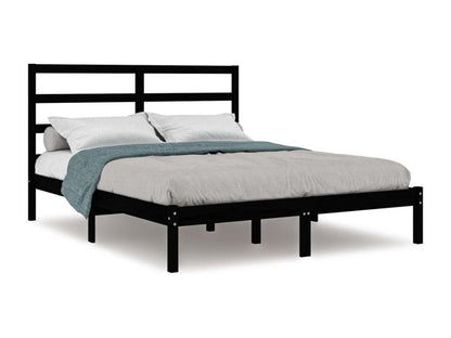 Black Solid Wood Bed Frame, 150 x 200 cm