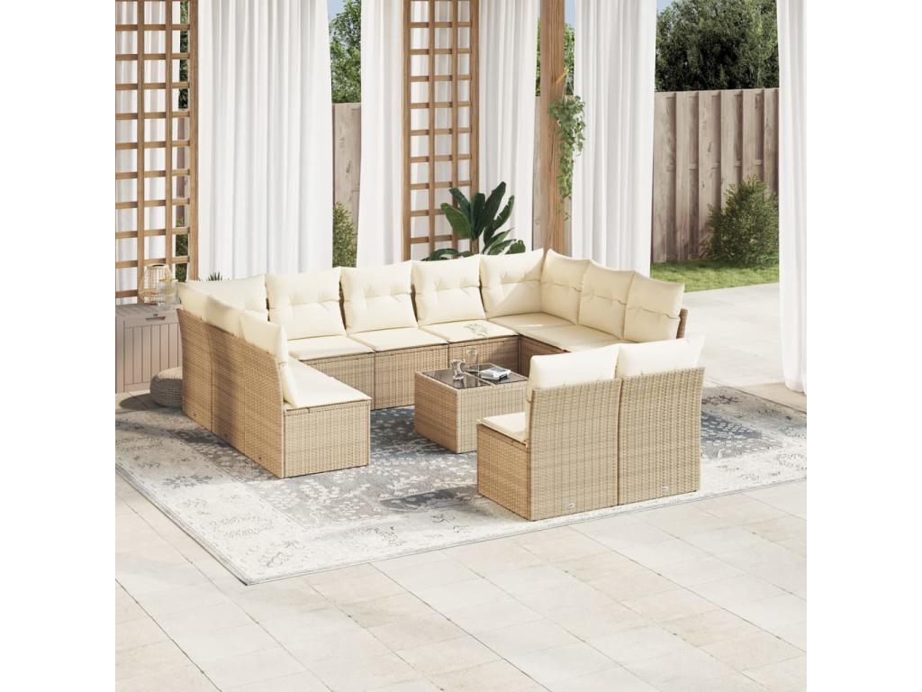 Beige Woven Resin Wicker Outdoor Furniture Set - dlz1766456767325