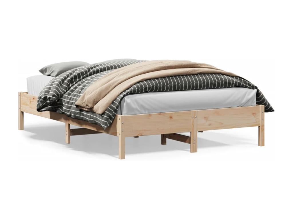 Brown Pine Wood Bed Frame, 120 x 200 cm