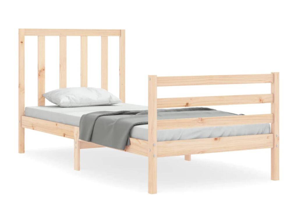 Brown Pine Wood Bed Frame