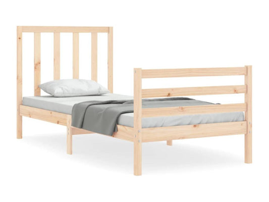 Brown Pine Wood Bed Frame